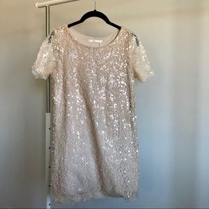 Nude/Champagne Short Sleeve Sequin Dress